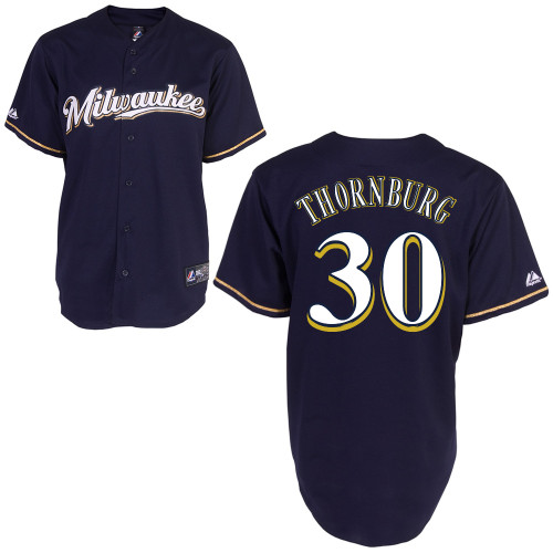 Tyler Thornburg #30 mlb Jersey-Milwaukee Brewers Women's Authentic 2014 Blue Cool Base BP Baseball Jersey
